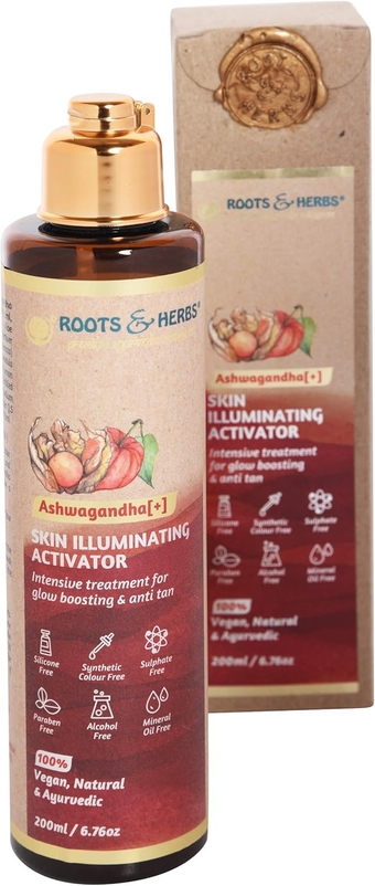 Roots & Herbs Ayurvedic Natural Treatment 100% Vegan Ashwagandha Skin Illuminating Face Activator for Face Mask- 220 ml