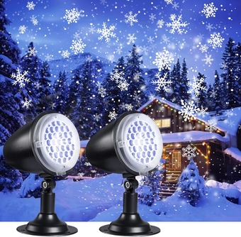 Christmas Projector Lights Outdoor, Dynamic Snowflake Projector LED Snowfall Lights Waterproof Christmas Projector Lights for Indoor Outdoor Christmas Decoration, Holiday, Wedding, Yard Decor-2pcs