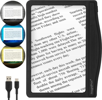 5X Large Ultra Bright LED Page Magnifier with Anti-Glare Lens & 3 Fully Dimmable Light Modes, Relieve Eye Strain- Ideal for Reading Small Prints, Low Vision, Seniors
