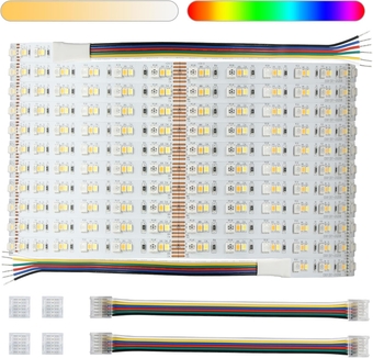 C5 RGBCCT LED Strip Light 2700K-6000K, 16.4ft Flexible LED Ribbon Light, DC24V 608LEDs 14W/M 12mm Width Dimmable LED Tape Lights for Bedroom, Halloween, Christmas, TV, Kitchen Cabinet, Closet