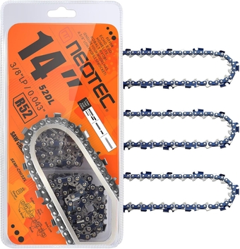 14 Inch Chainsaw Chain,3/8"LP Pitch,0.043" Gauge 52 Drive Links R52 Chain Fits for Husqvarna Echo and more（3chains）