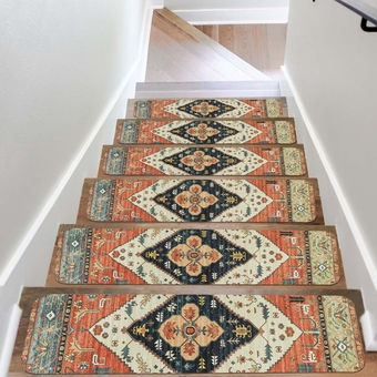 Non-Slip Carpet Stair Treads for Wooden Steps Set of 15, 30''X8'' Indoor Runner Resistant Rugs Rubber Safety Mats for Dogs, Kids & Elders, Stairway Grip