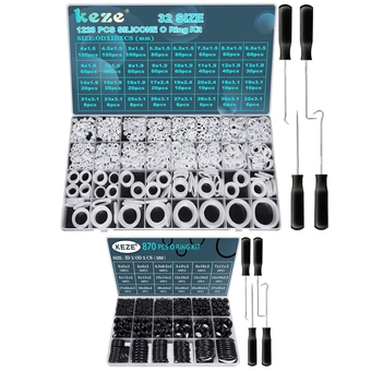 1228 Pcs 32 Size Clear Food Grade Silicone O Rings and 870 Pcs Metric Rubber O Ring Kit for Valve Sealant Faucet O Rings Faucet Automotive Hydraulic Pipe Repair