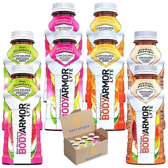 Body Armor Lyte | Assortment of Kiwi Strawberry, Orange Clementine, Peach Mango | 12 Fl oz Pack of 8 | Every Order is Elegantly Packaged in a Signature  Branded Box