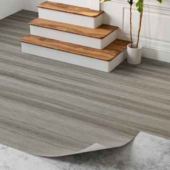 Peel and Stick Vinyl Flooring Roll 15.7"x 118"/13 Sq.Ft, Self Adhesive Vinyl Floor Tiles Wood Plank Flooring Waterproof Wear-Resistant for Any Room, Easy DIY Floor Coverings, Smoky Grey