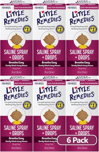 Saline Spray and Drops | Safe for Newborns | 1 Fl Oz (Pack of 6)