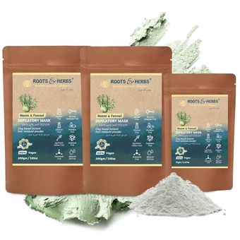 Neem & Fennel Hair Removal Mask - Bikini Hair Removal for Women’s & Men’s Legs, Underarm, & Chest - Depilatory Powder Body Hair Remover with Ayurvedic Herbs for All Skin Types - Roots & Herbs, 16.5oz
