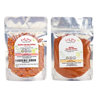 - Hot Thai Chili Peppers, Ground and Crushed 2 Pack Bundle, Very Hot Chili Peppers, Great For Thai or Asian Food Recipes, 1.5 oz each, 3 Once / 85g in Total