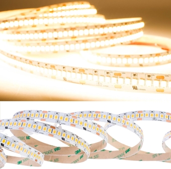 24V Brightest LED Strip Light, 3000K Warm White UL Ultra Bright with 1200 LED per roll Brighter Than COB, 2216, 5630, 5730 Chips 120w per 16ft Strip -12mm Width No Power Supply