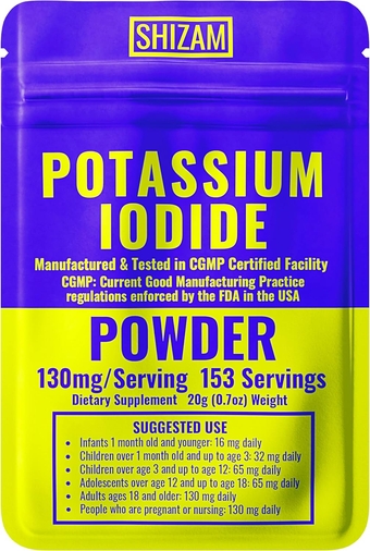 Potassium Iodide 130 mg 65 mg Powder Survival Kit Kits, KI Iodine Capsule Capsules Liquid Tincture Pill Pills Tablet Tablets Tabs Alt Supplement Supplements, prepping Supplies 130mg 65mg