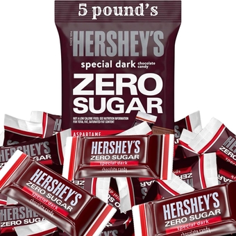 Hershy's Special Dark Zero Sugar Miniatures 5 Pounds Approx 260 Chocolate Candy Bar - Bulk Candy Individually Wrapped Dark Chocolate Bars Sugar Free Candy For Party, Gifting and small business