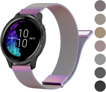 Metal Band Compatible with Garmin Venu 2 Plus / Venu Sq / Venu / Vivoactive 3 Watch Band Women Men, Stainless Steel Replacement Strap for Garmin Vivomove Sport, Vivoactive 3 Music, Forerunner 645 / 245 Music Smart Watch