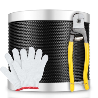 1000 ft/ 500 ft/ 250 ft/ 100 ft Black Wire Rope 1/8" T316 Stainless Steel Cable 7 x 7 Strands Construction with Cutter Gloves for Indoor Cable Railing Hardware Kit for DIY Balustrades(250 ft)