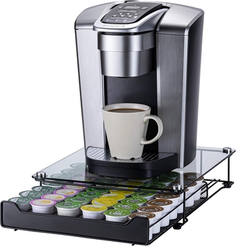 K-Cup Storage Coffee Capsules Pod Holder Glass Top Drawer Capsule Display Storage for k-cup 42pods