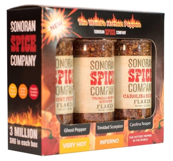 Carolina Reaper, Trinidad Scorpion, Ghost Pepper 1 Oz Flakes Gift Box