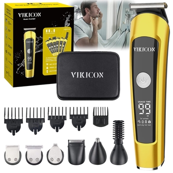 Beard Trimmer for Men - All in One Beard Grooming Kit w/Bib&Travel Case, IPX7 Waterproof Electric Razor Shavers for Body Mustache Face Nose Hair Shaving, 8000RPM/10000RPM, Mens Gifts, FK-8788T