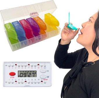 e-Pill MediShot 2 Times a Day x 7 Day Weekly Pill Organizer, Vitamin and Medicine Pill Box Reminder - with Timer