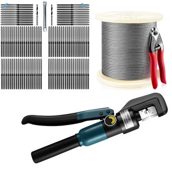 100 Packs T316 Stainless  Right&Left Handed Thread Swage Lag Screws 550Feet T316 1/8 Stainless  Aircraft Wire Rope with Cutter Hydraulic Crimping Tool/Hydraulic Crimper