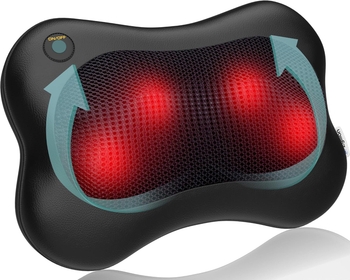 Shiatsu Back and Neck Massager with Heat - 3D Kneading Deep Tissue Electric Massage Pillow for Chair, Car, Muscle Pain Relief on Shoulders, Legs, Foot - Black (ZMA-13)