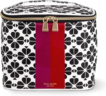 Insulated Lunch Tote, Small Lunch Cooler, Cute Lunch Bag for Women, Floral Thermal Bag with Double Zipper Close and Carrying Handle,  Flower Stripe