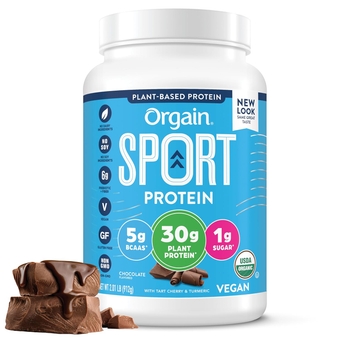 Organic Sport Vegan Protein Powder, Chocolate - 30g Plant Based Protein, For Preworkout or Muscle Recovery, With Turmeric, Ginger, Beets & Chia Seeds, Gluten Free, Dairy Free, Soy Free - 2.01lb