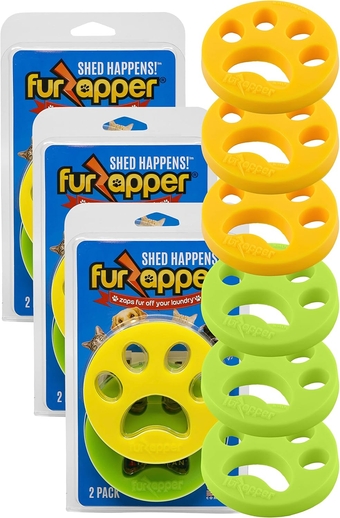 FurZapper Pet Hair Remover for Laundry, 6 Count - Reusable Dog & Cat Hair Remover Tool As Seen on Shark Tank - Removes Pet Fur, Hair, Lint, Dander from Clothes & Laundry - One FurZapper Per Pet