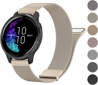 Metal Band Compatible with Garmin Venu 2 Plus / Venu Sq / Venu / Vivoactive 3 Watch Band Women Men, Stainless Steel Replacement Strap for Garmin Vivomove Sport, Vivoactive 3 Music, Forerunner 645 / 245 Music Smart Watch