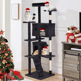70In Cat Tree Tower for Large Cats, Cat Climbing Tower Cat Scratching Tree with Cat Scratching Stand, Tall Cat Tower Big Cat Tree House Funny Toys for Kittens Pet(Dark Gray)