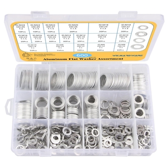600 Pieces Automotive Drain Plug Gaskets, Crush Washer Oil Drain Plug Aluminum Flat Washers Assortment Kit18(M6 M8 M10 M12 M14 M16 M18 M20 M22 M24)