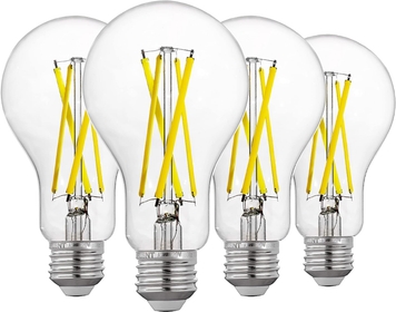 100W Equivalent Dimmable A21 LED Light Bulbs, Efficient 12W, 1600Lumens, 5000K Daylight, CRI90, E26 Medium Base, Clear Glass, 4 Pack