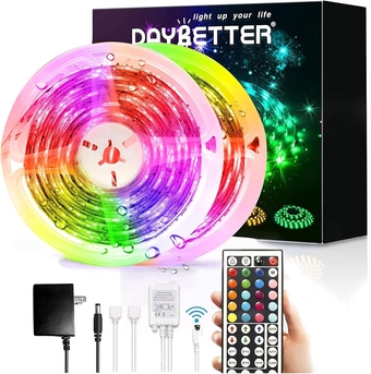 Led Strip Lights Waterproof, 32.8ft(2 Rolls of 16.4ft) LED Tape Lights Color Changing 300 LEDs Light Strips Kit with 44 Keys Ir Remote Controller and 12v Power Supply for Indoor Outdoor Use