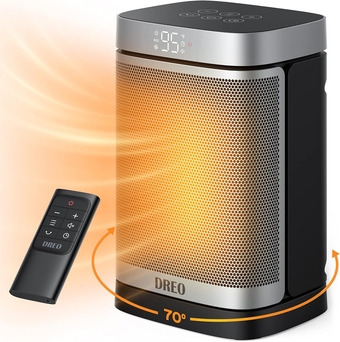 Space Heater Indoor, 1500W Portable Heaters for Indoor use with Remote, PTC Ceramic Electric Heater for Bedroom with Thermostat, 70°Oscillation, 12h Timer, Safety Heater for Room Home Office
