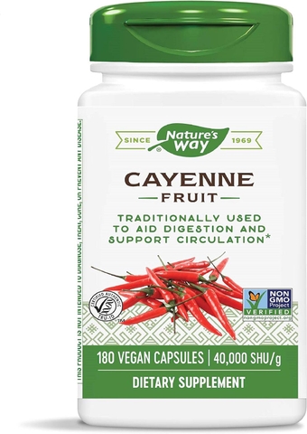 Cayenne Pepper, Traditionally used to aid Digestion and support Circulation*, Non-GMO Project Verified & Gluten Free, 180 Vegetarian Capsules