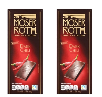 Moser Roth Dark Chili Privat Chocolatiers Fine German European Chocolate Bar (2 Pack SimplyComplete Bundle) Fair Trade Cocoa Keto Friendly