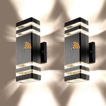 Dusk to Dawn Outdoor Wall Lights - Modern Exterior Lights for House - Up Down Sconce Wall Light Fixture - Waterproof Aluminum Porch Lights Outside Wall Mount for Garage (2 Pack)