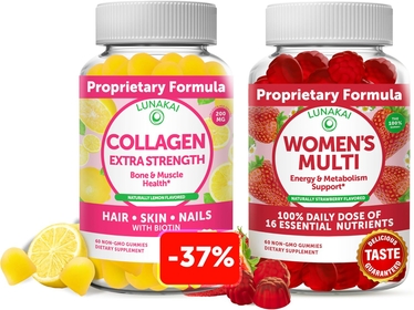 Collagen and Womens Multivitamin Gummies Bundle - Non-GMO, Gluten Free, No Corn Syrup, All Natural Supplements- 60 ct Collagen Gummies and 60 ct Women Multivitamin Gummies - 30 Days Supply