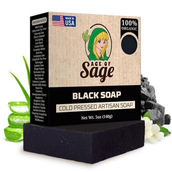 All Natural Bar Soap for Men - Cold Processed Vegan Soap w/Glycerin for Skin Care, Thanksgiving or Birthday Gifts for Men, Black Soap, Single Bar