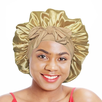 Bonnet Queen Silk Bonnet for sleeping Hair Silk Satin Bonnets For sleep Night cap women curly hair with Wide Tie Band Head Cover Wrap For Sleeping Gold