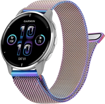 Metal Bands for Garmin Venu / Venu 2 Plus / Venu Sq Watch Band Women Men, 20mm Stainless Steel Replacement Wristband Strap for Garmin Vivomove Sport, Vivoactive 3 / 3 Music, Forerunner 645 / 245 Music Smart Watch