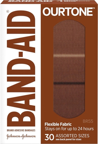 Brand Ourtone Flexible Fabric Adhesive Bandages, Flexible Protection & Care of Minor Cuts & Scrapes, Quilt-Aid Pad for Painful Wounds, BR55, Assorted Sizes, 30 Count