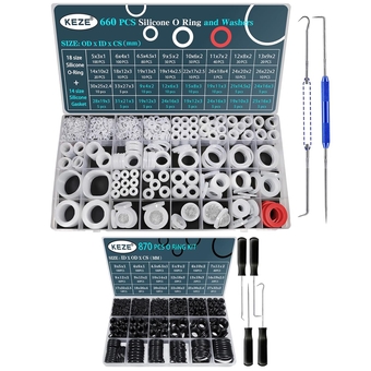 660 PCS Silicone O Ring and Washers and 870 Pcs Metric Rubber O Ring Kit for Valve Sealant Faucet O Rings Faucet Automotive Hydraulic Pipe Repair