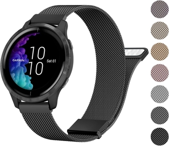 Metal Band Compatible with Garmin Venu 2 Plus / Venu Sq / Venu / Vivoactive 3 Watch Band Women Men, Stainless Steel Replacement Strap for Garmin Vivomove Sport, Vivoactive 3 Music, Forerunner 645 / 245 Music Smart Watch