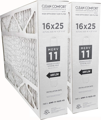 Clean Comfort AMP-11-1625-45 (2-Pack) - 16" x 25" x 4.5" Media Air Filter, MERV 11