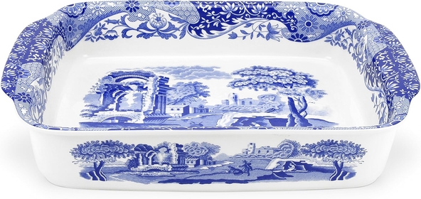 Blue Italian Large Rectangular Handled Dish | Deep Baking Pan for Oven | Casserole and Lasagna Bakeware | 15 x 12 Inch | Microwave and Dishwasher Safe