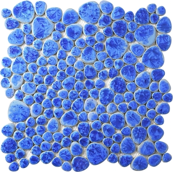 Pebbles Tile Ceramic Azure Blue Mosaic Tiles for Swimming Pools Bath Accent Wall Backsplash Shower Floor Tile TSTGPT003 (5 Square Feet)