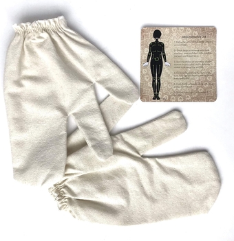 100% Raw Silk Garshana Gloves For Dry Brushing | Ayurveda Massage for Body Lymphatic Drainage, Acne, Scars, Cellulite & Toxin Removal | Quick, Simple Instructions - Size Large, Natural Color