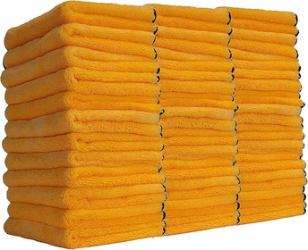 MIC_506_36 Professional Grade Premium Microfiber Towels, Gold (16 Inch x 16 Inch) (Pack of 36) - Safe for Car Wash, Home Cleaning & Pet Drying Cloths