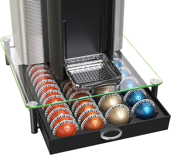 Crystal Tempered Glass Vertuo Pod Holder Drawer, 24 Large or 48 Small Nespresso Capsule Organizer