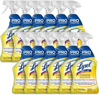 Pro All-Purpose Cleaner, Advanced Deep Cleaning Sanitizing and Disinfecting Spray, For Commercial Use, Use to Clean and Deodorize, Lemon Breeze Scent, 32oz (Pack of 12)