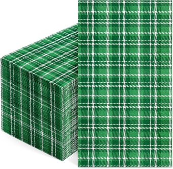 100 PCS St. Patrick's Day Napkins, Green Plaid Paper Napkins, Green Gingham Napkins for St. Patrick's Day, Plaid Guest Napkins for Holiday Party, Plaid Disposable Napkins for Decorate Dinner